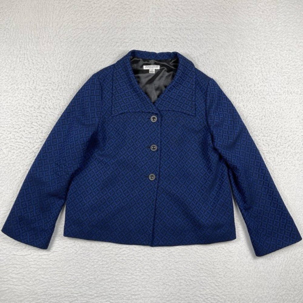Pendleton Jacket Womens 16 Petite Blue 3 Button‎ Front Lined Vintage Career Work